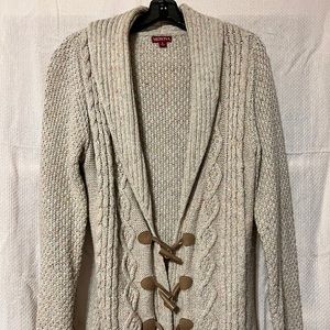 Cream Cardigan with Faux Bone & Leather Details